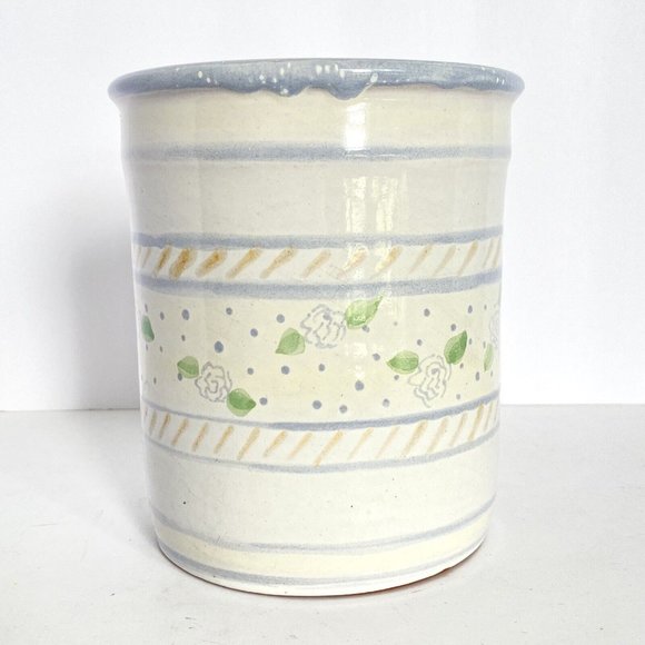 Vintage Sarospatak Red Ware Pottery Kitchen Tool Container Hand Painted Hungary - Picture 1 of 9